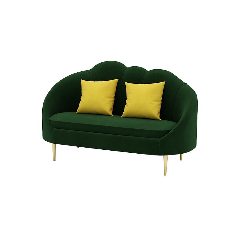 Velvet Sloped Arm Sofa Contemporary Standard Sofa with Sewn Pillow Back