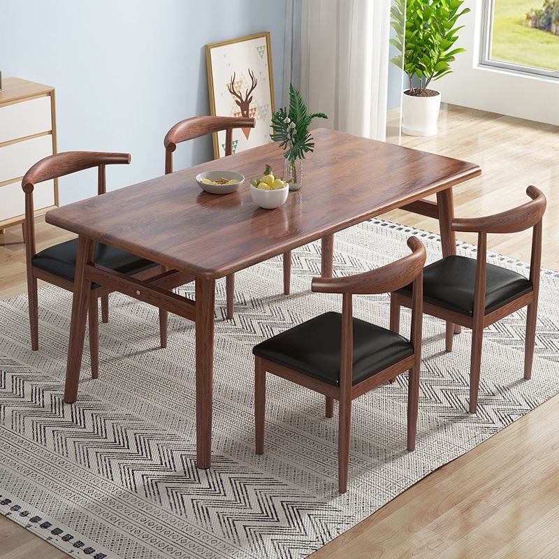 Home Modern Style MDF Dining Furniture Set Rectangle Dining Set with Wood Base
