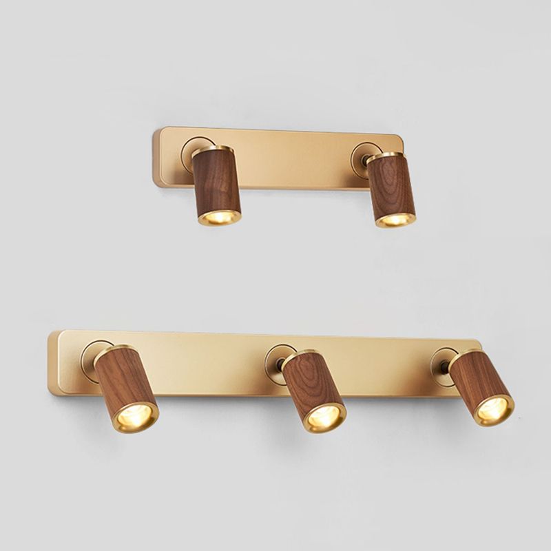 Modern Simple Cylinder Shape Vanity Light with Wood Shade for Shower Room