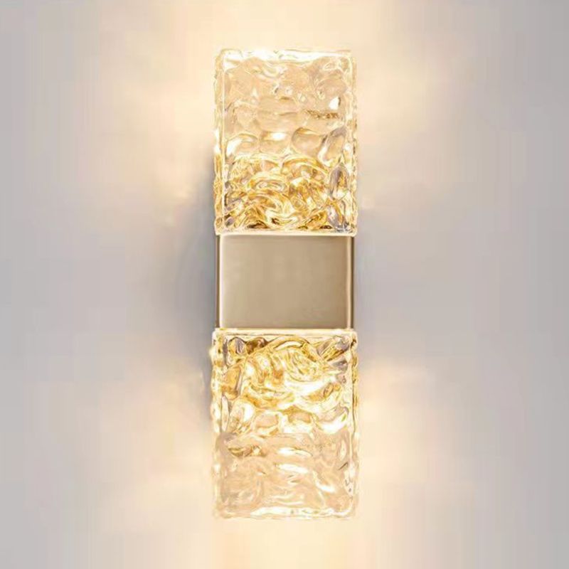 Minimalista Rectángulo Luz Luz Luz Crystal LED Dormitorio Luz de pared de la pared en oro