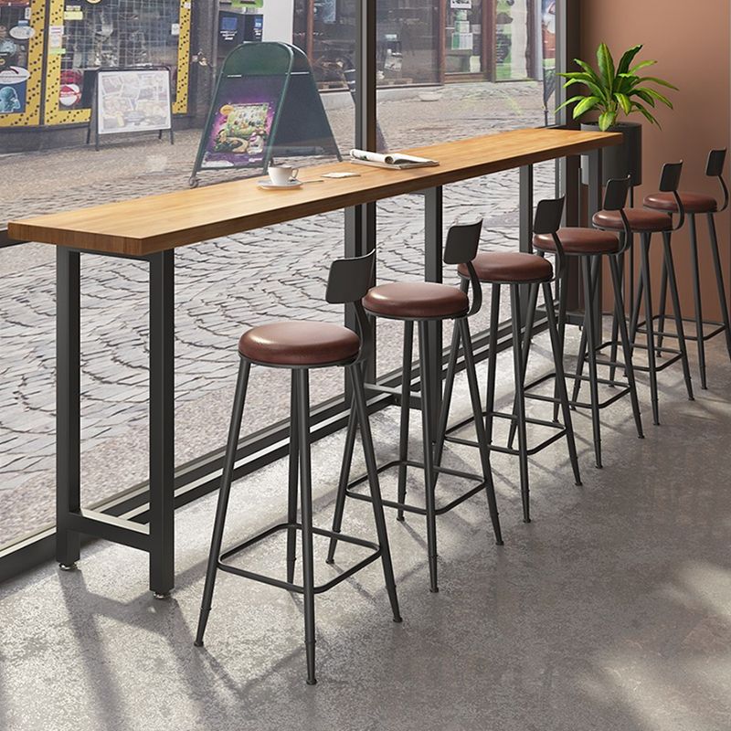 Modern 1/7 Pieces Bar Table Set Rectangle Wood Counter Table with High Stools
