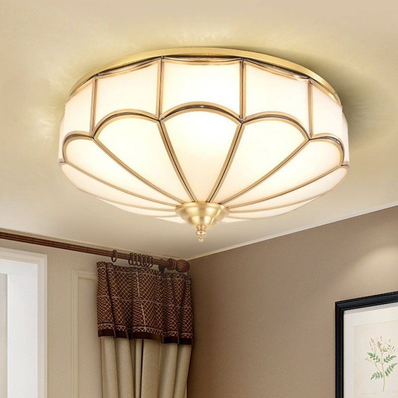 Scalloped Flush Ceiling Light Minimaliste White Glass Flush Mount Lighting Fixture