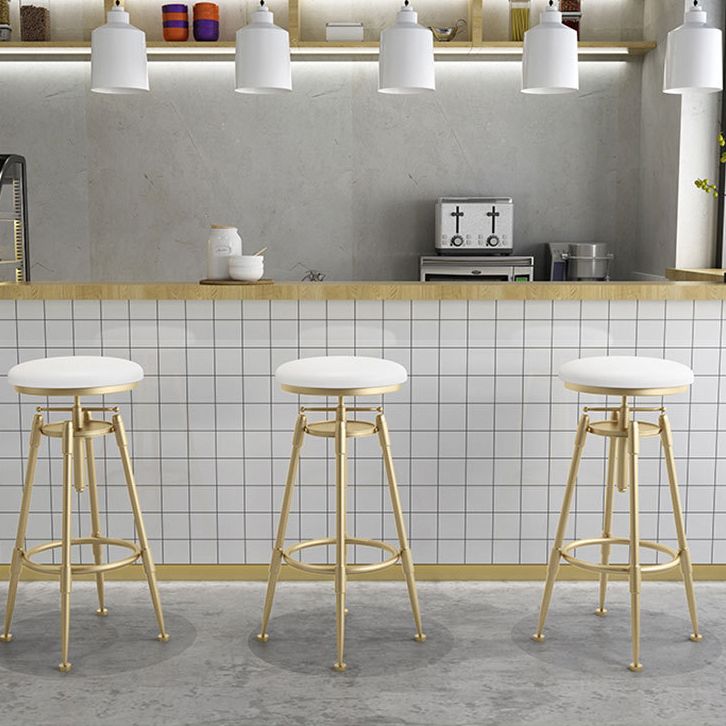 Living Room Glam Liftable Barstool Metal 4 Legs Bar Stool with Pedal