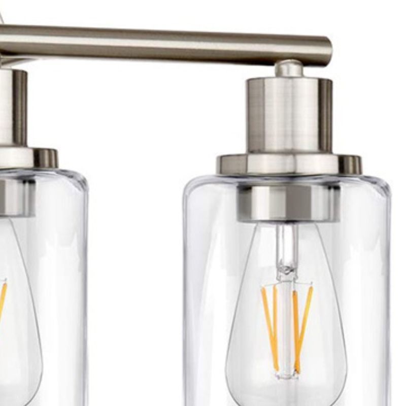 Metal and Glass Bath Sconce in Nickel & Clear Traditional Bathroom Vanity Lighting