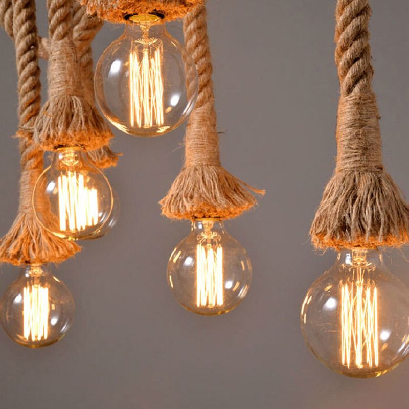 Industrial Style Island Lights Metal 3/6/8 Lights Pendant Light in Brown