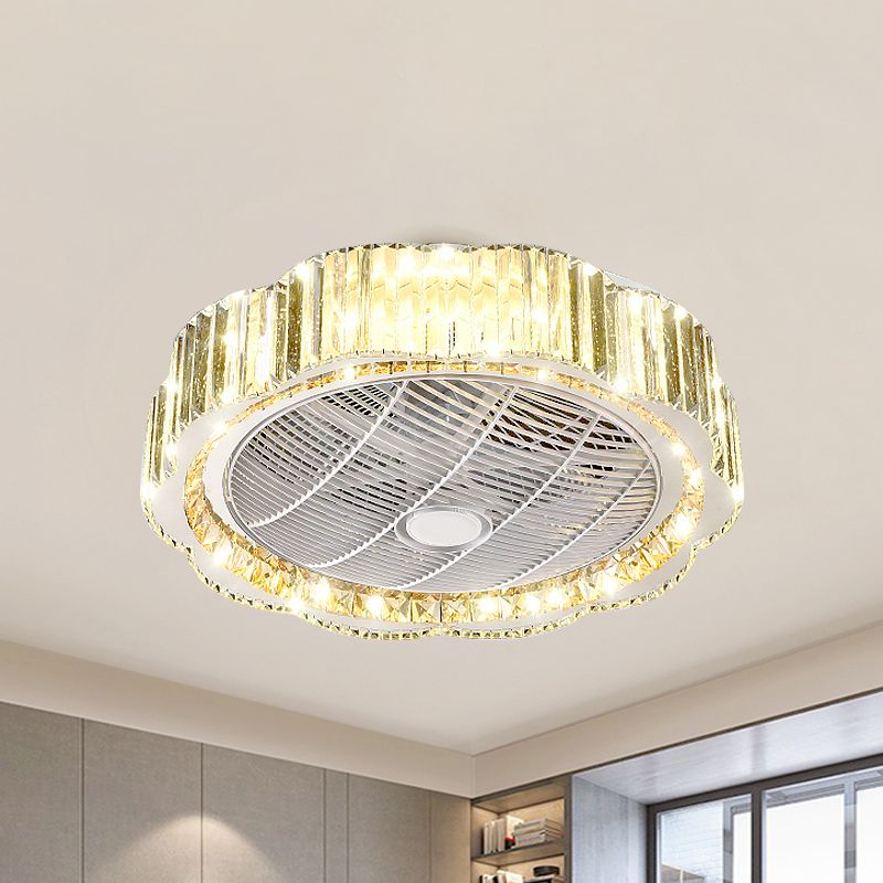 Semifulto di cristallo trasparente rotondo/floreale Minalismo da 19,5 "Larghezza Gold Affermazione Light con 3 pale