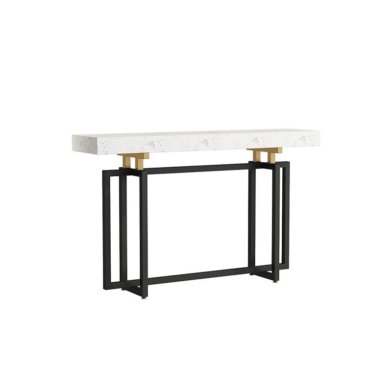 Glam Marble Rectangle Stain Resistant Console Table in Black/white