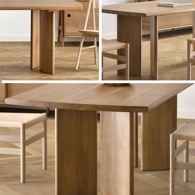 Modern Ash Wood Table for Restaurant Rectangle Dining Table with 4 Legs in Nature