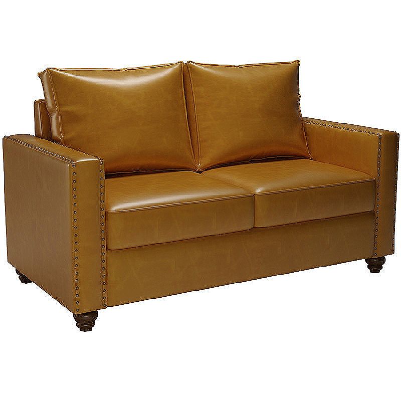 Mid Century Modern Leather Sofa 31.5"High Rolled Arm Sofa for Cafe