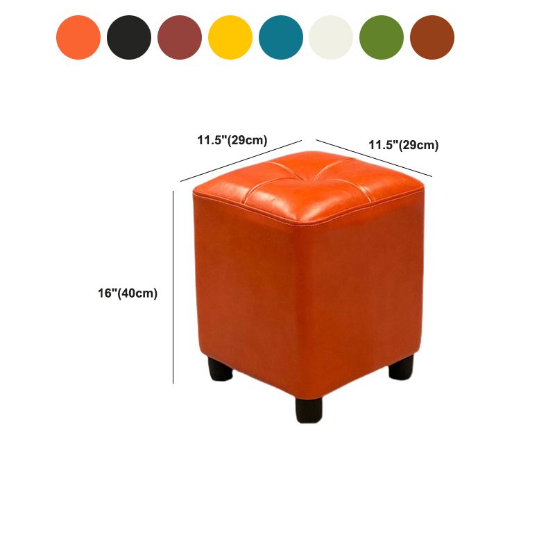 Modern Square Ottoman Plain Water Resistant Faux Leather Stain Resistant Tufted Ottoman
