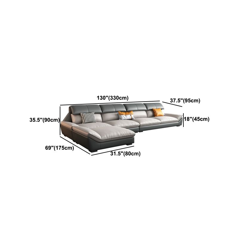 Contemporary Light-grey Sofa/Sentional with Pillow Top Arm 35.43"