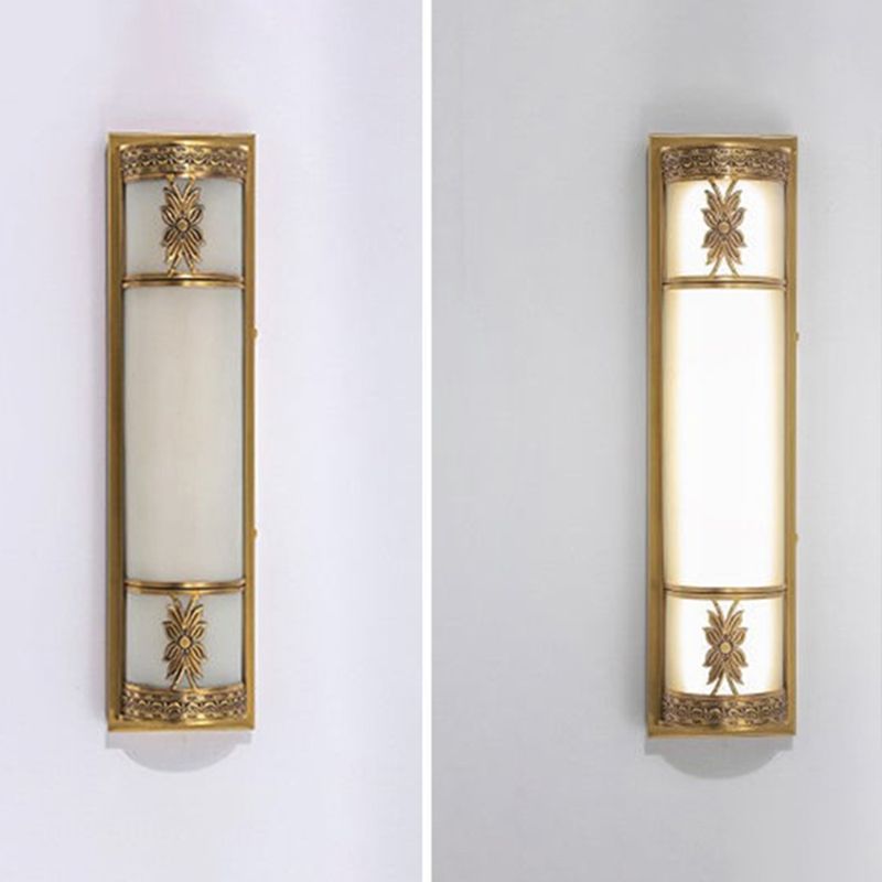 Traditional Linear Wall Mounted Lamps Milky Glass Wall Mount Light Fixture for Bathroom