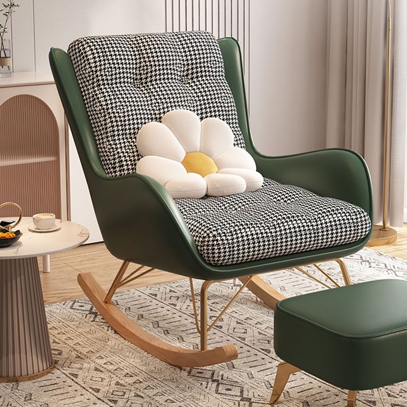 Upholstered and Metal Rocker Glam with Padded Seat Rocking Chair Slipcovered