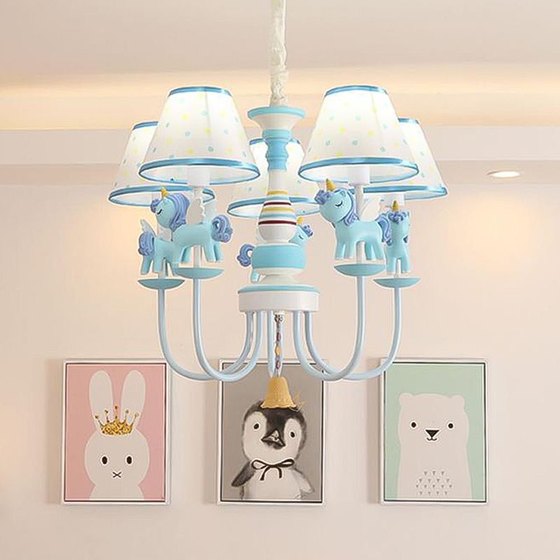 Cartoon Unicorn Ceiling Hung Fixture Metal Children's Room Down Lighting Pendant