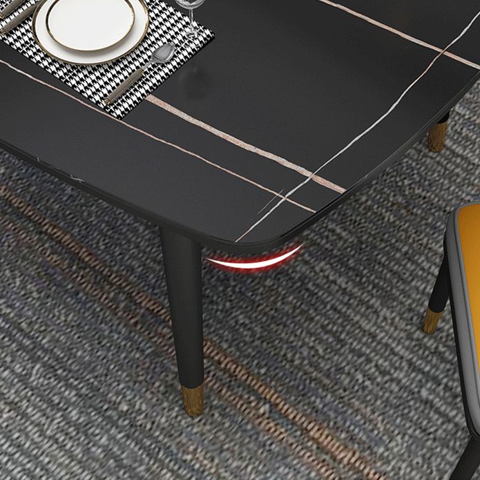 Glam Style Rectangle Dining Table Stone Top Dining Table with 4 Legs