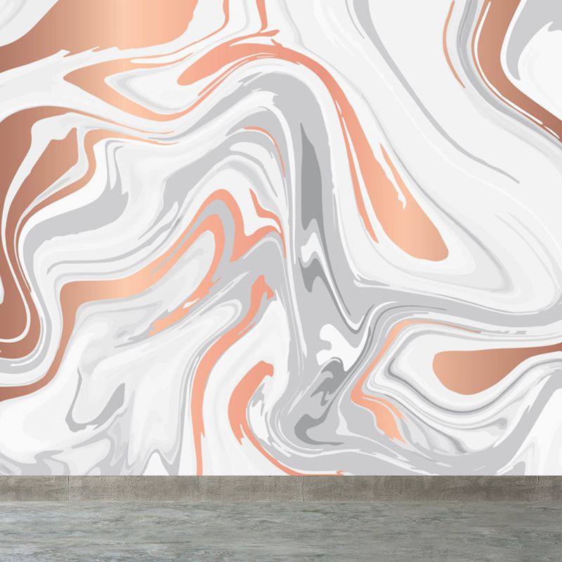 Wavy Patterned Wall Mural Decal Soft Color Modern Wall Covering for Teenage Bedroom