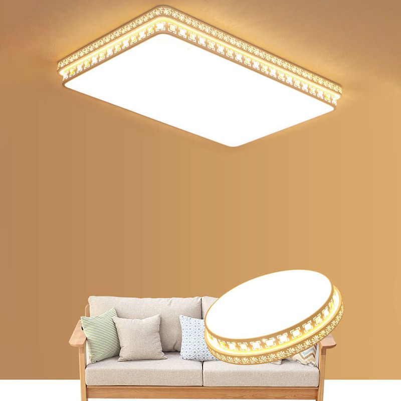 Plafonnier en cristal de forme géométrique de Style Simple et moderne, 1 lumière en fer pour salon et chambre à coucher