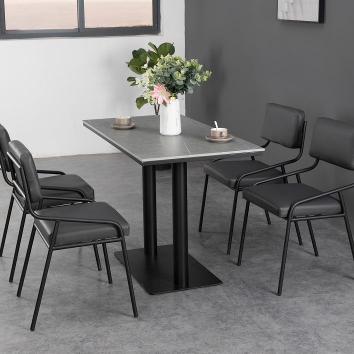 Industrial Dining Room Table Sintered Stone Table with Black Base for Home Kitchen Dinner