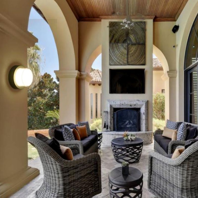 Lámpara de montaje empotrado tradicional Luz de montaje empotrado impermeable de 1 luz con pantalla de vidrio blanco