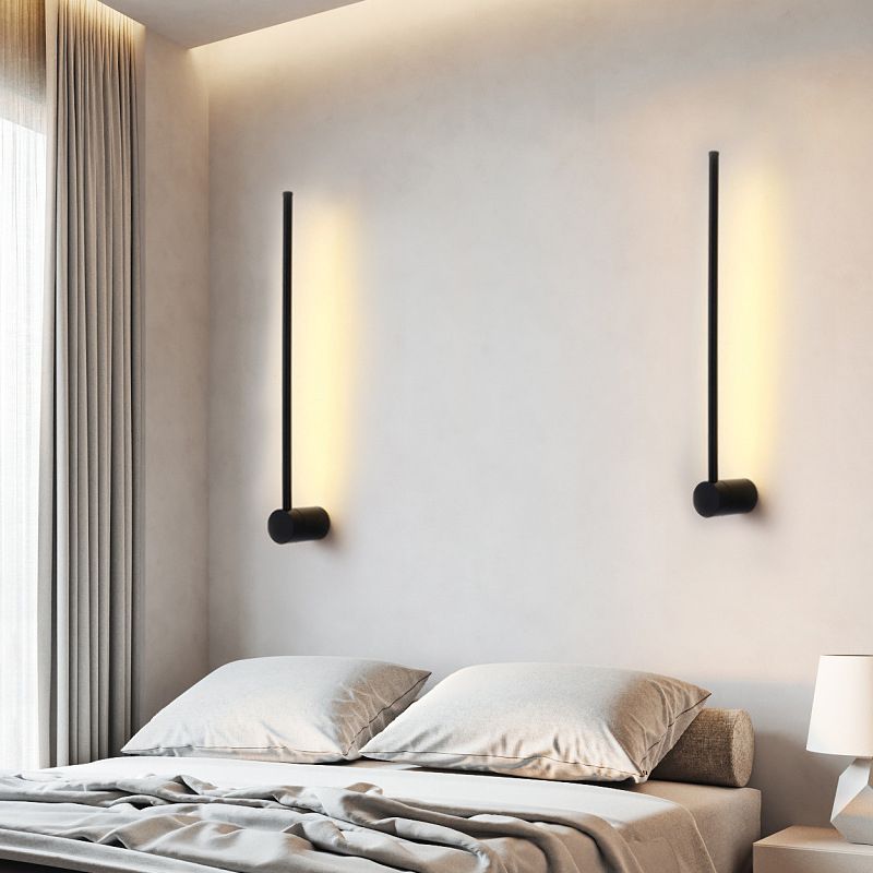 Estilo moderno Luces de apliques de pared lineal 1 Light Wall Lighting Accesors en negro
