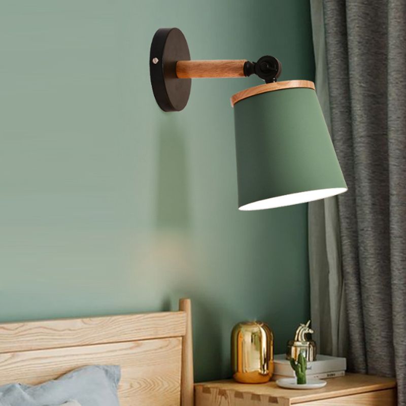 Single Light Trapezoid Sconce Light Rotatable Macaron Loft Metal Wall Lamp for Bedside
