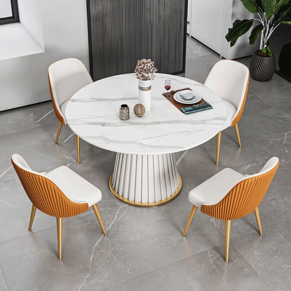 Glam Sintered Stone Dining Set Round 1/2/5/7 Pieces Dining Set