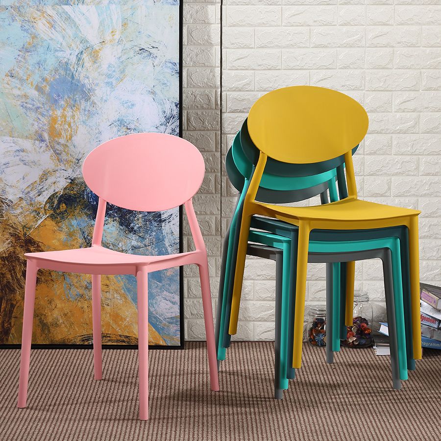 Plastic Stackable Dining Side Chair Open Back Armless Dining Chairs (Set of 4)