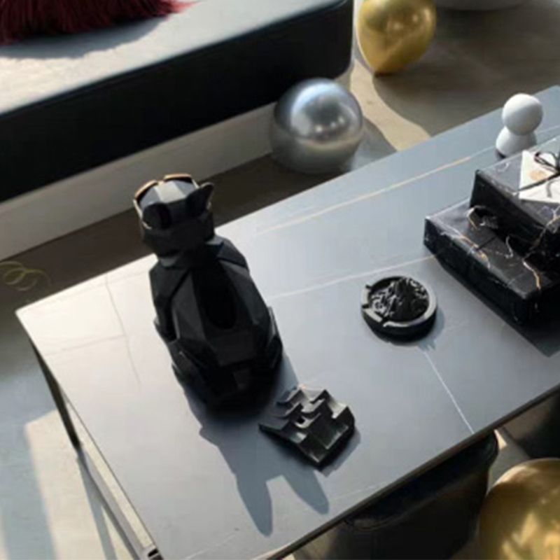 Rectangle Cocktail Table Slate Four Legs Coffee Table Light Grey