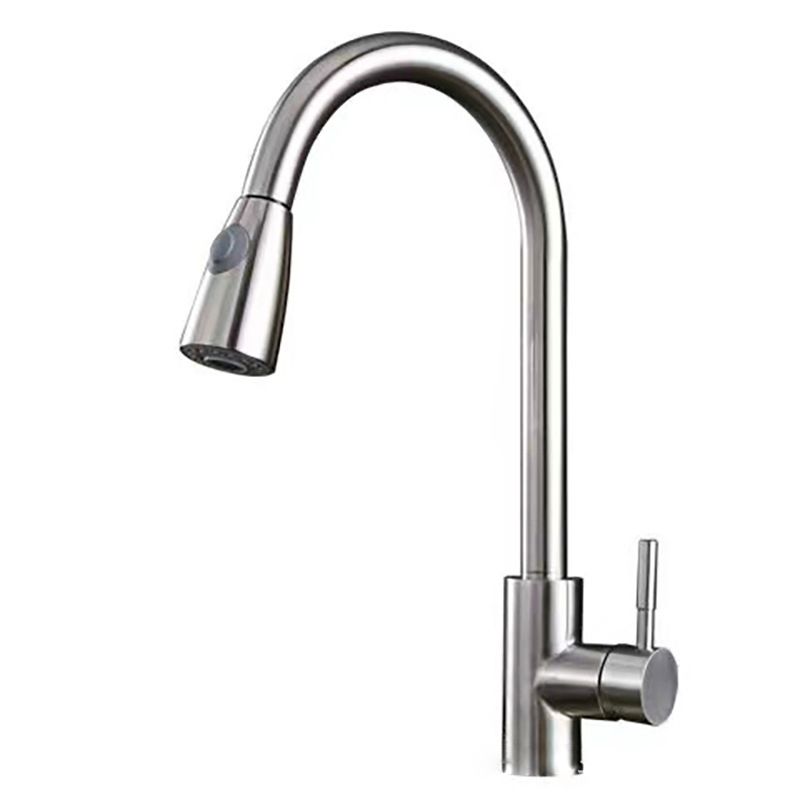 Modern 1-Handle Faucet Stainless Steel Pull down Standard Kitchen Faucet
