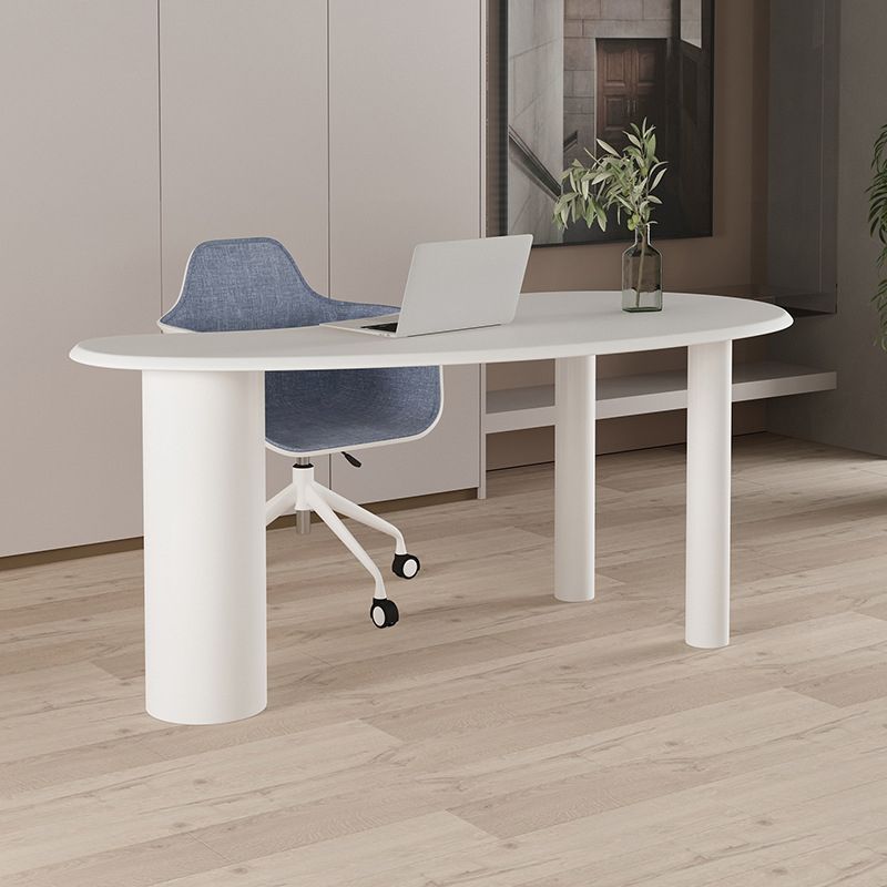 29.5" H White Irregular Shape Working Writing Desk Modern Style Desk for Office