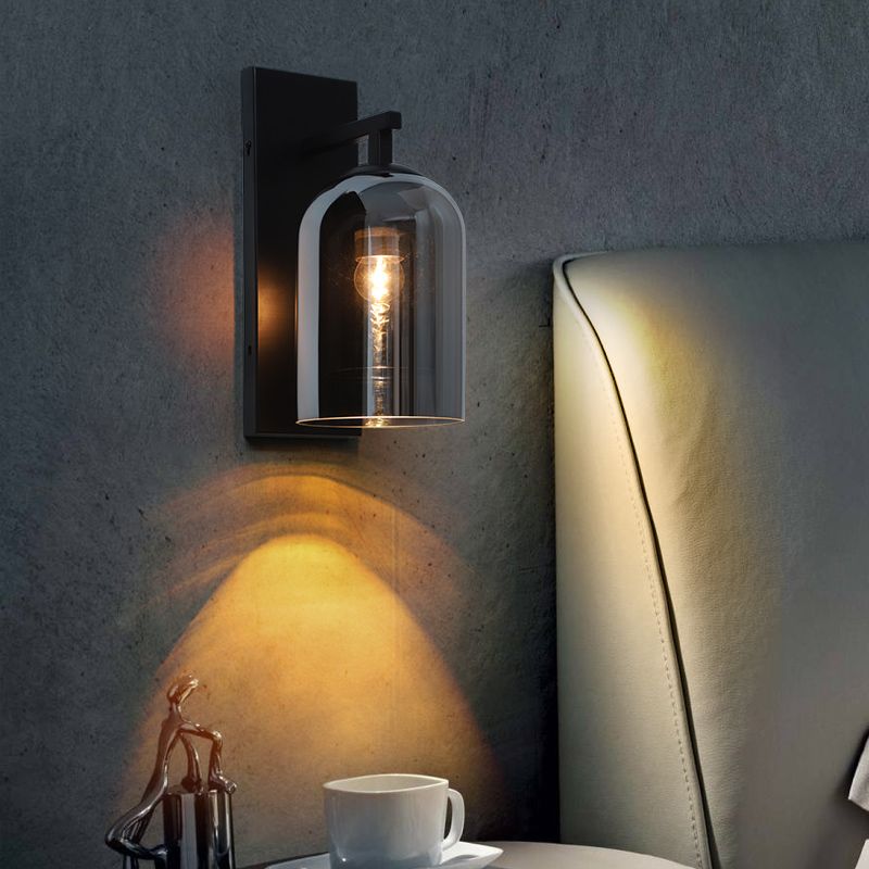 Contemporary Style Shaded Wall Lighting Fixture Glass Bedroom Wall Sconce Lighting