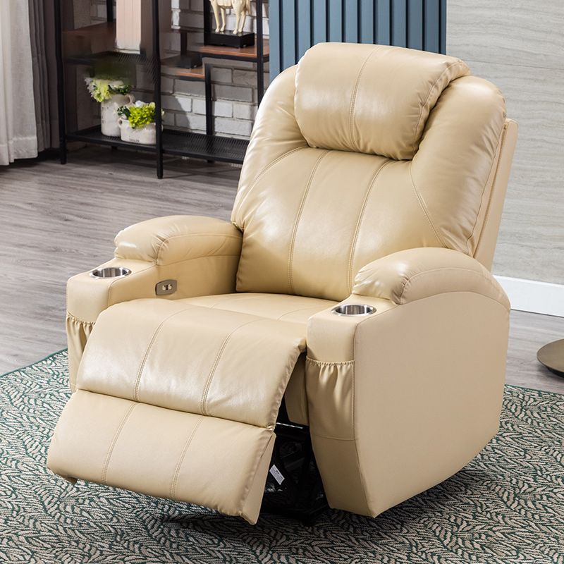 Contemporary Recliner Chair Metal Solid Color Swivel Rocker Indoor Cup Holders