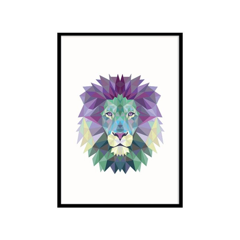 Modernist Lion Head Canvas Wall Art Purple Animal Paintings, Multiple Size Options