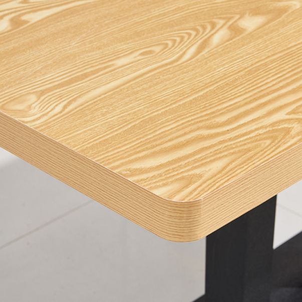 Industrial Wooden Table for Restaurant Dining Table with Pedestal Base in Black