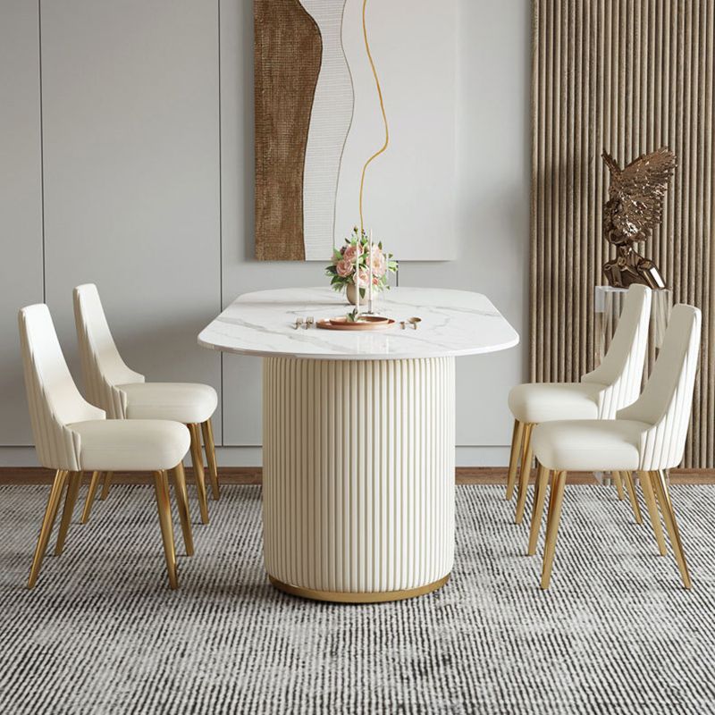 Dining Room Dinner Kitchen Table Modern Pedestal Stone Dining Table