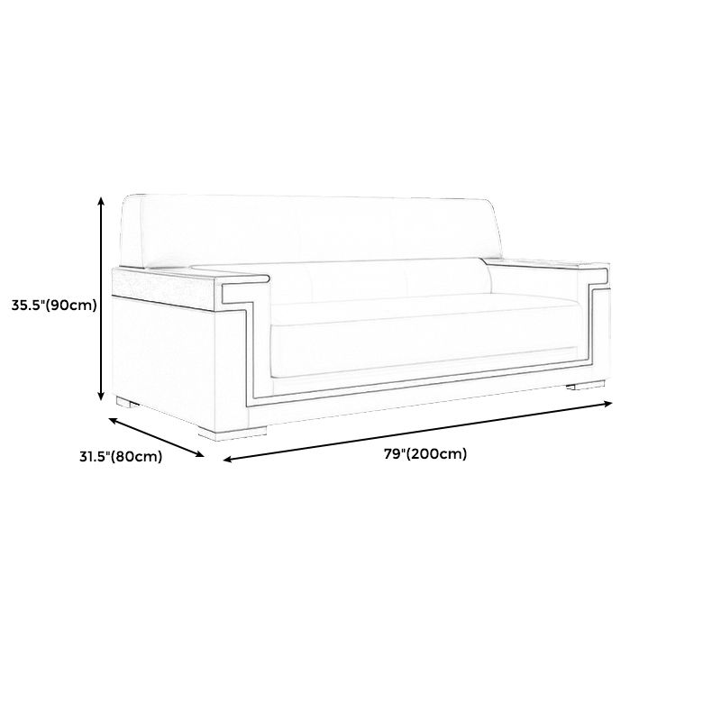 Contemporary Tight Back Standard Sofa 35.43"High Square Arm Sofa, Beige