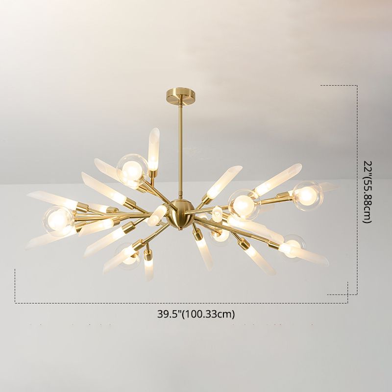 Post-Modern Metal Starburst Hanging Chandelier Light Glass Shade Ceiling Chandelier for Living Room