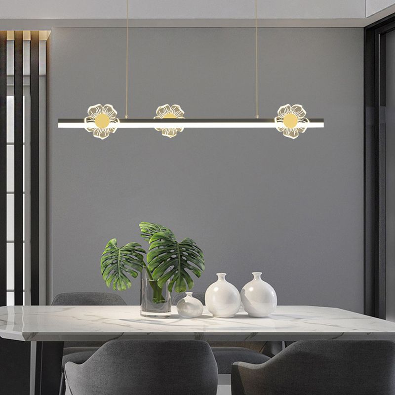 Linear Island Light Modern Lighting Chandelier Metal 1 Light Pendant Light Fixture