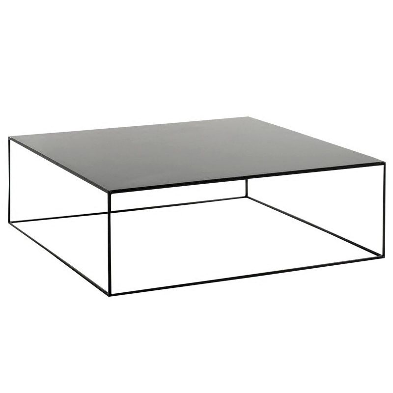 White/Black Metal Frame Coffee Table Modern Square Assembled Table