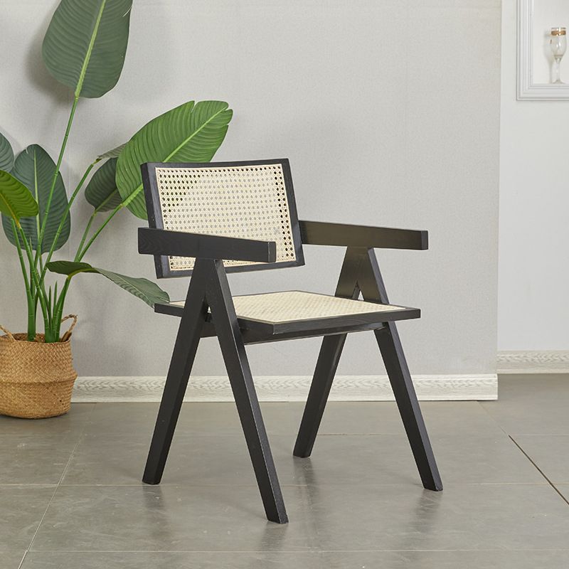 Modern Rattan Dining Chair Open Back Dining Side Furniture in Matte Finish for Brasserie