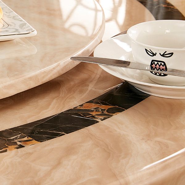 Faux Marble Dining Table Round Pedestal Dinner Table for Dining Room