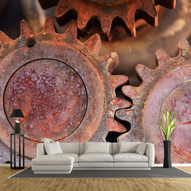 Rusty Metal Gears Mural for Living Room Decoration, Personalized Size Available