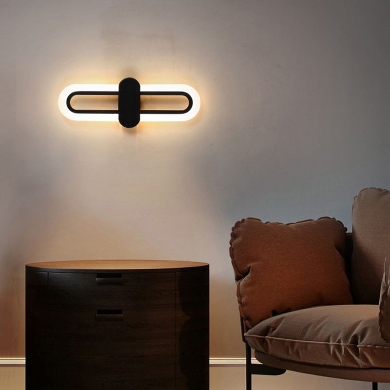 Minimalist LED Wall Lamp Ellipse Metal Sconce Lighting for Bedroom