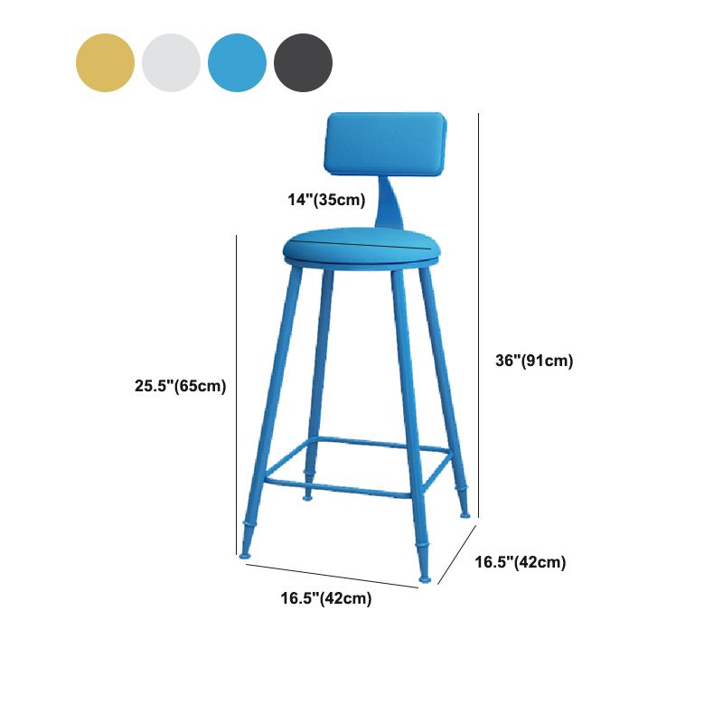 Modern Round Counter Stool Coffee Shop Leather and Metal Counter-height Stool