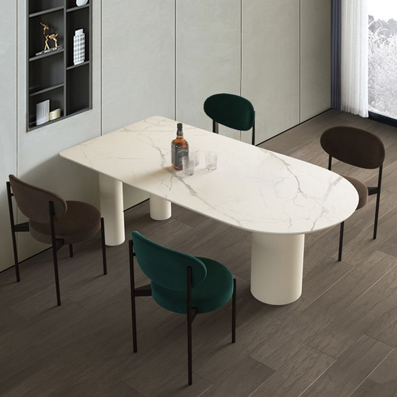 Simplicity Style Sintered Stone Dining Table 3 Legs Base 55" Wide Freeform Table for Home
