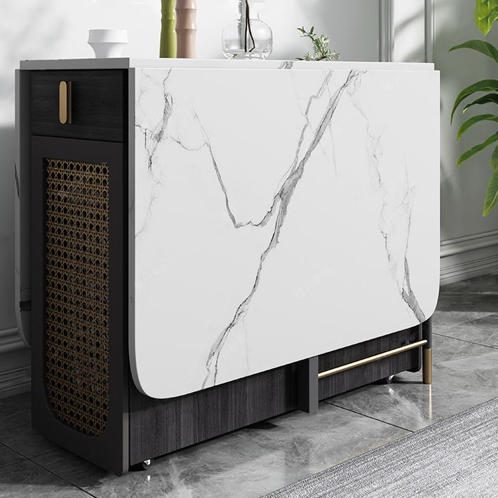 Mesa de comedor de piedra sinterizada 59 '' plegable Mesa rectángulo moderna con base de caballete