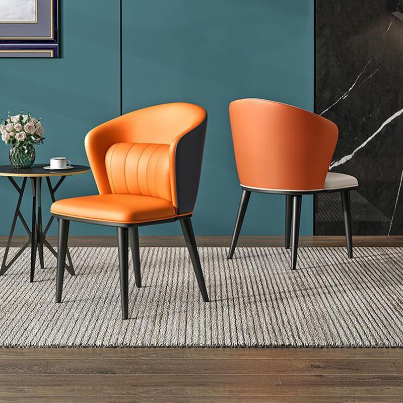 Modern Faux Leather Dining Chairs Wingback Armless Dining Side Chair