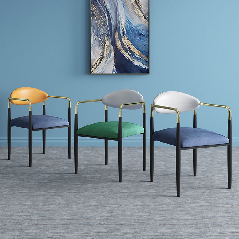 Glam Arm Chair Metal Legs Open Back Dining Chair for Home Use