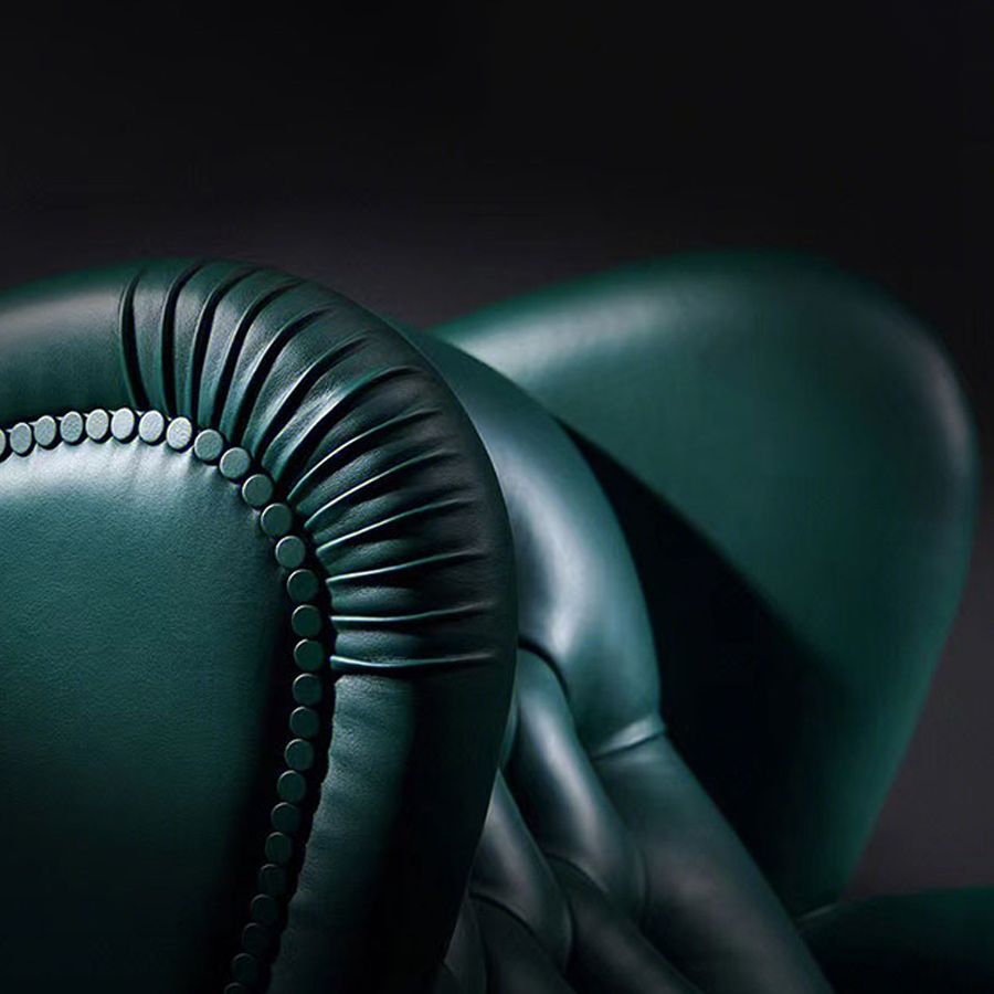 Glam Tufted Back Arm Chair Solid Color Rolled Arms Armchair for Living Room