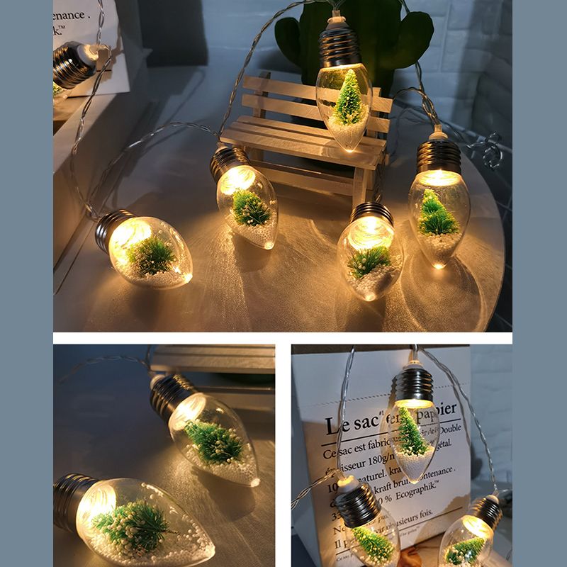 Mini Clear Glass String Lighting Nordic Battery Powered LED Festive Lighting for Bedroom